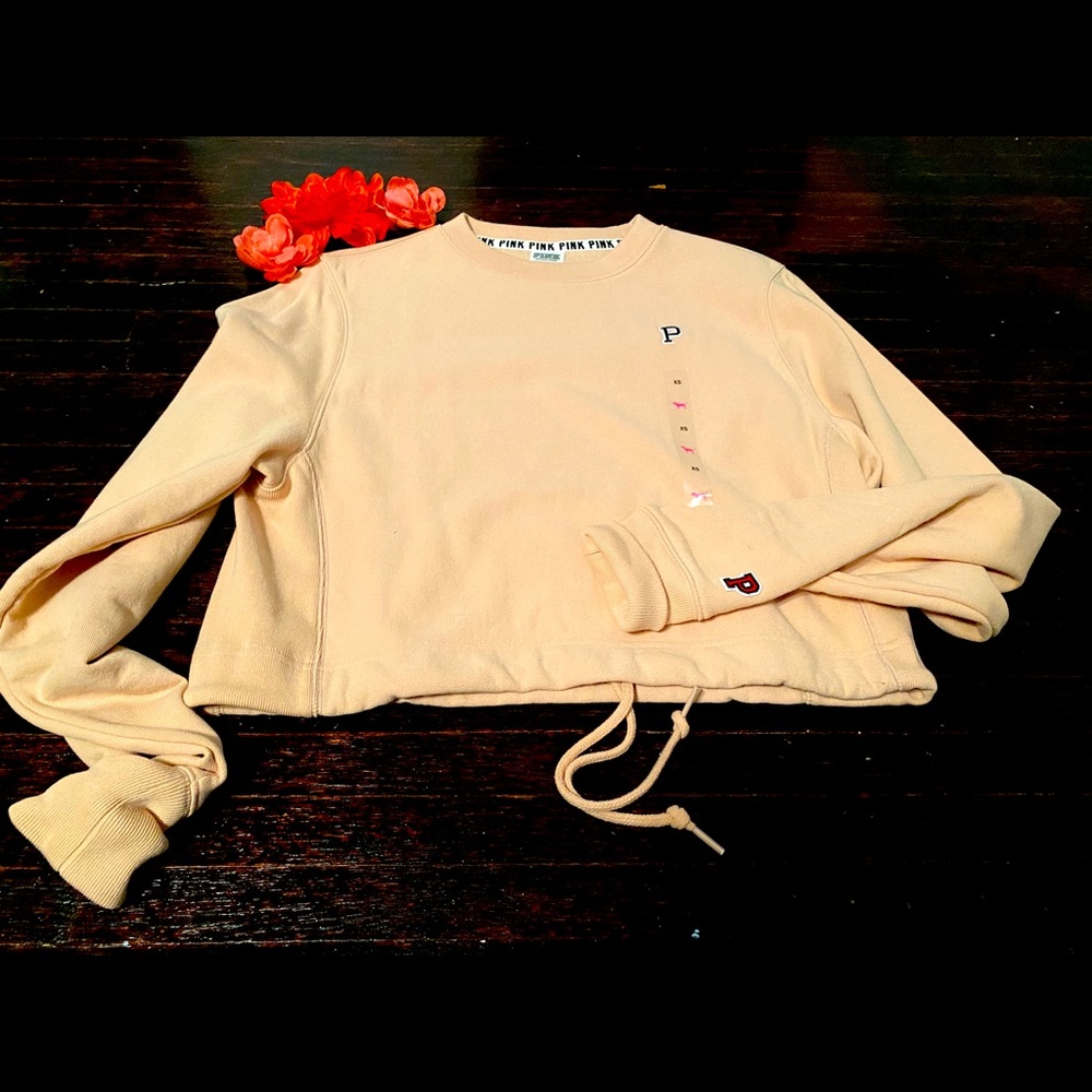 Victoria Secret “PINK” beige/tan sweater crop top